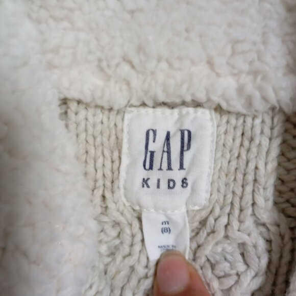 Gap Kids Cable Knit Button Neck Sweater In Soft Cream M (8-9) Pullover - Picture 2 of 9